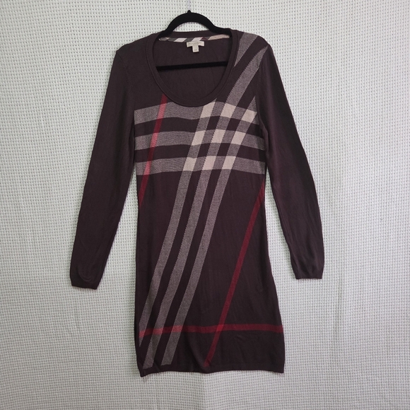 Burberry Dresses & Skirts - Burberry Brit Tartan Plaid Silk Blend Sweater Dress